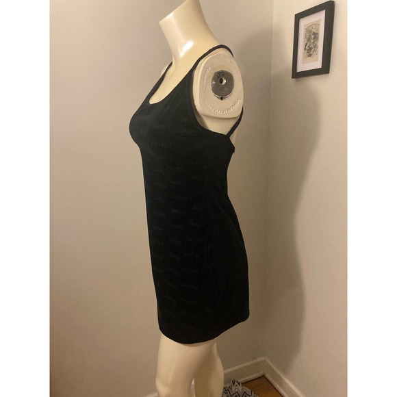 Skims Size Large Logo Velour Dress NWT Mini Black Women's Onyx - Picture 8 of 11